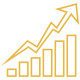 Illustration of an arrow following a bar graph trending up
