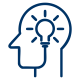 Illustration of a human head with lightbulb as brain to signify an idea